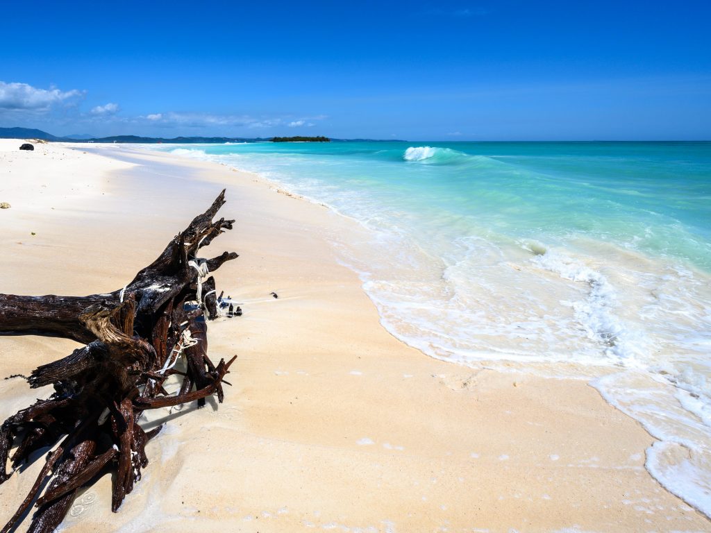 Beaches in Nosy Iranja are characterised by white sand and turquoise water