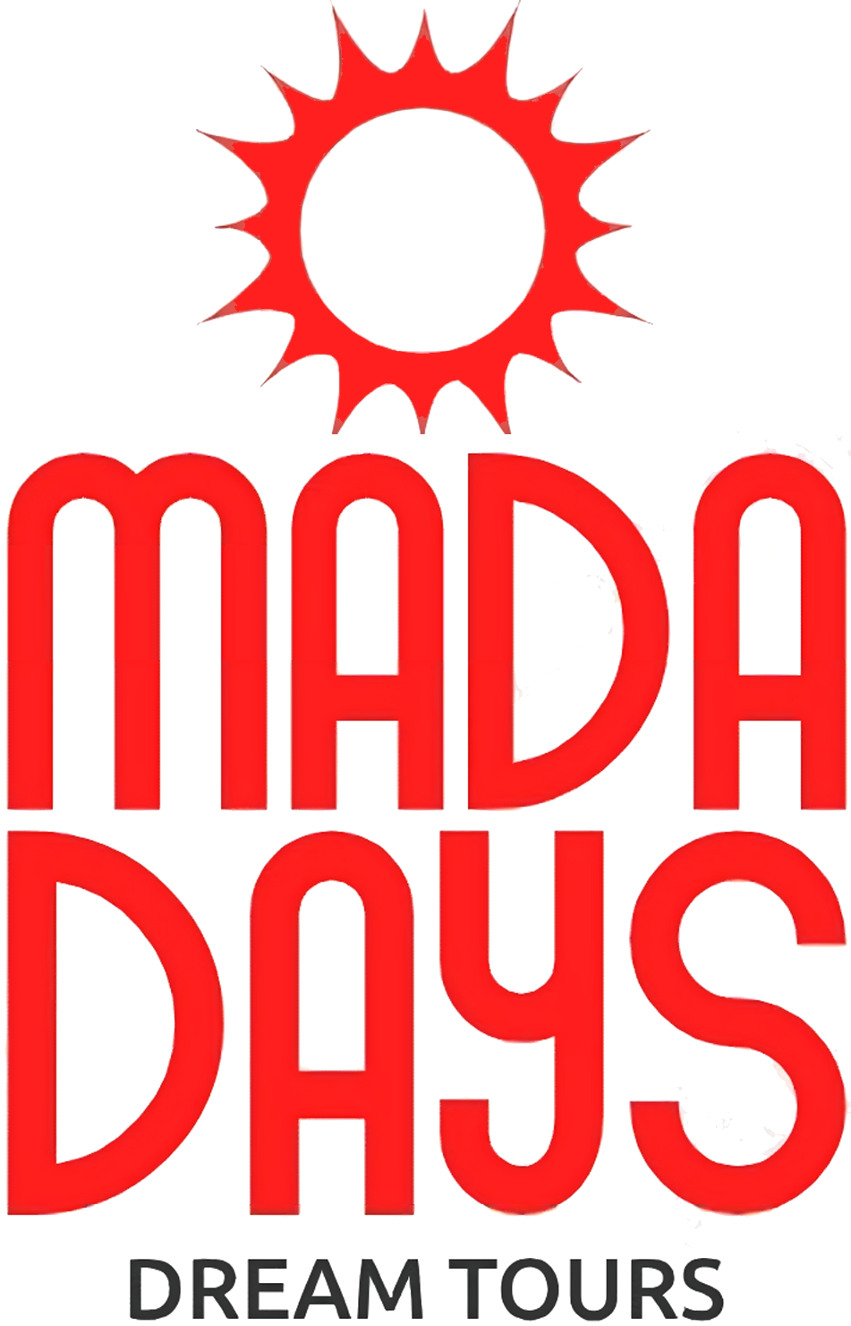 Madadays logo, which includes the name of our business, the text "dream tours" and the symbol of a sun